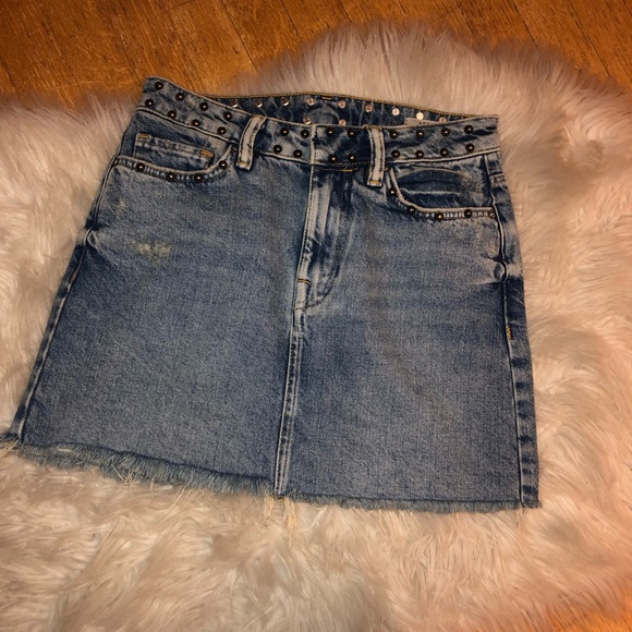 All Saints Skirts All Saints Betty Studded Frayed Denim Skirt